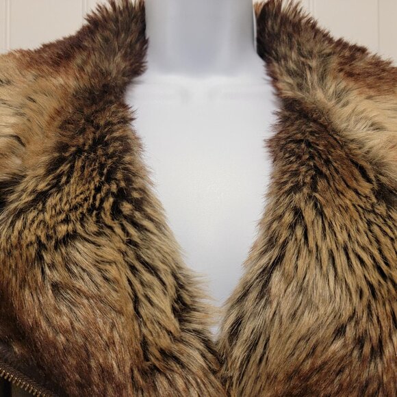 Mo X Members Only Faux Leather Fur Zipper Vest Size Large - Picture 3 of 13